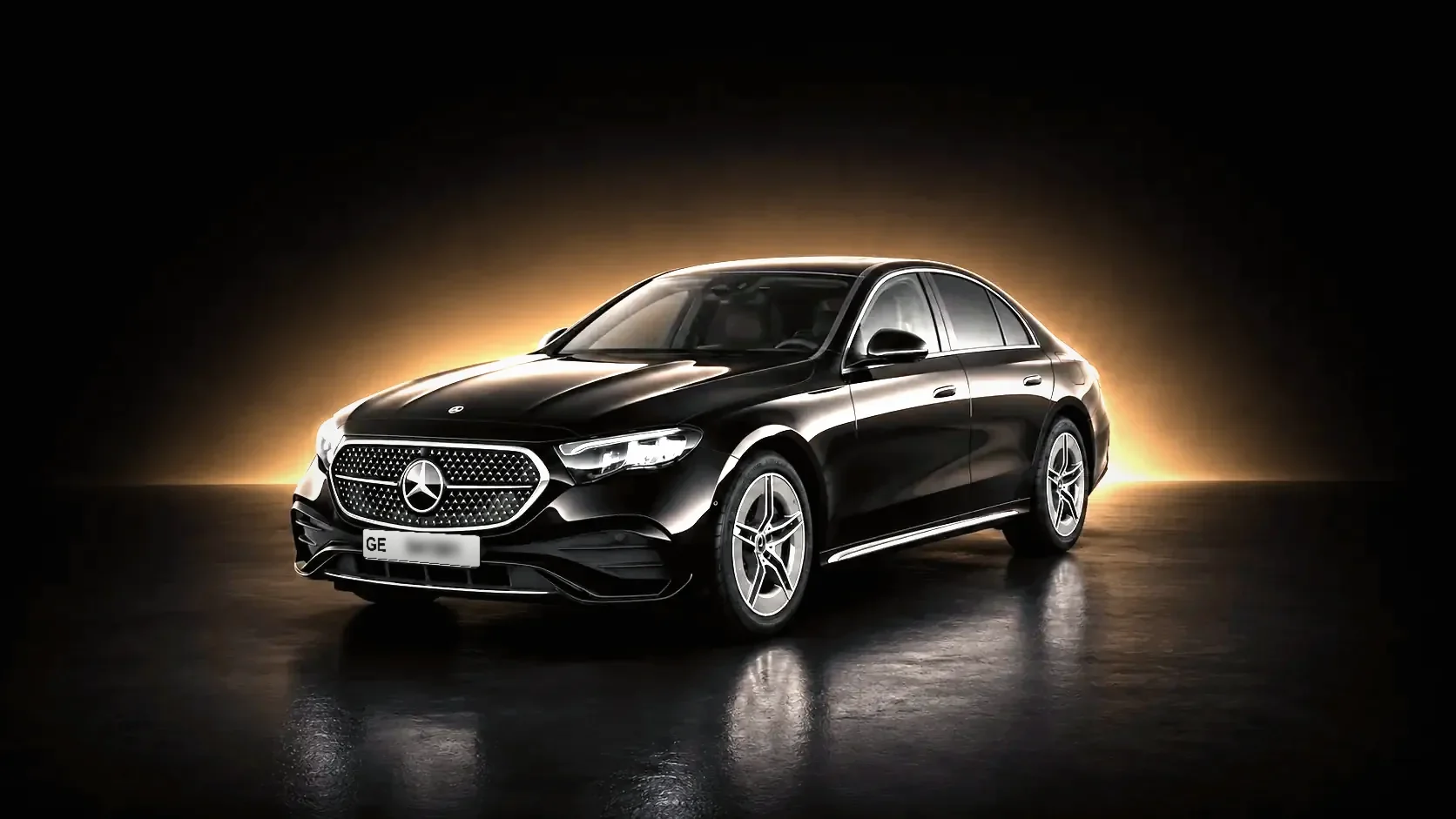 Mercedes E-Class, front view, studio lighting