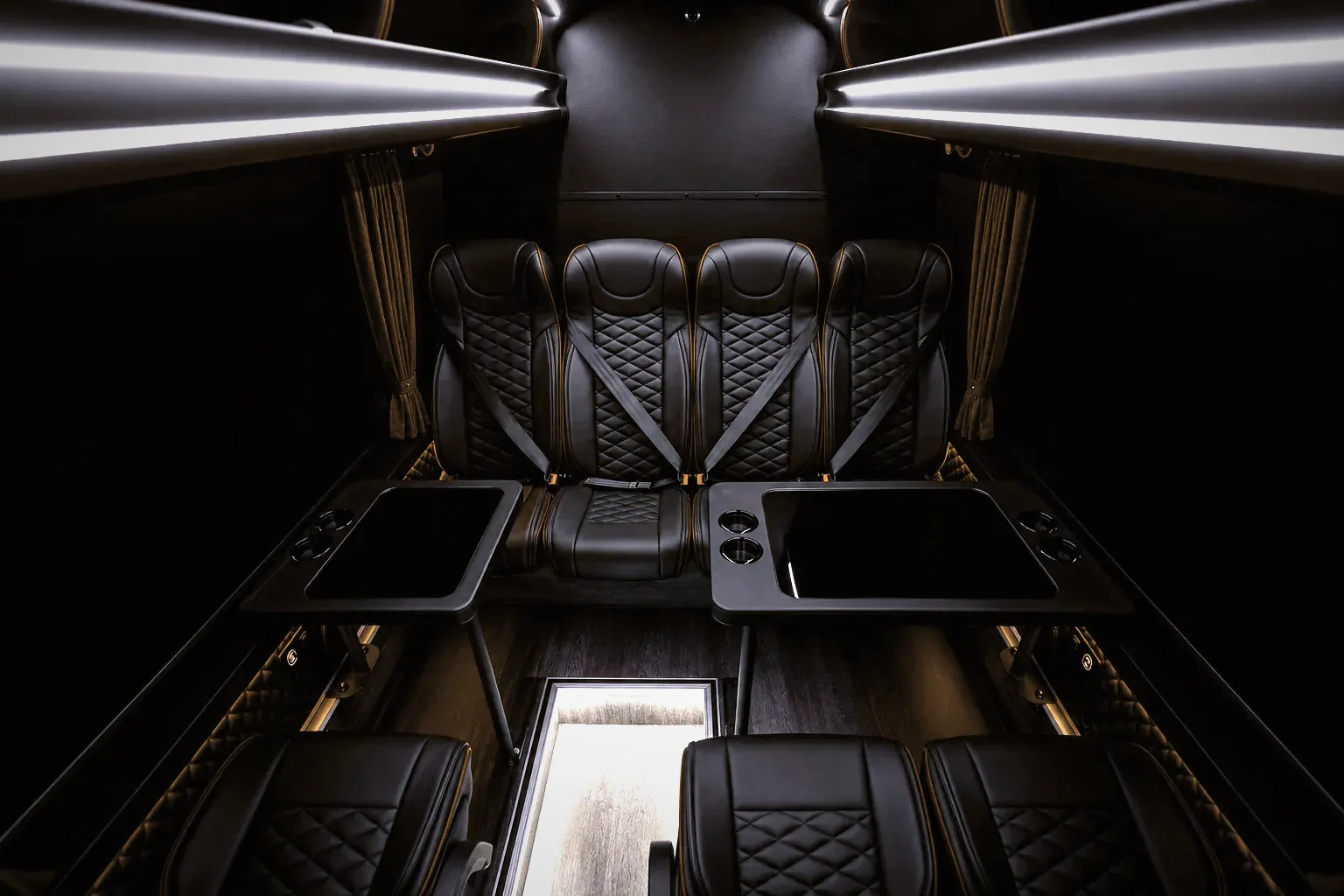 Mercedes Sprinter luxury minibus, rear cabin with captain seats